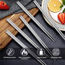 Chopsticks Sushi Stainless Steel Insulation Non-slip Lightweight 1/2/5 Pairs Chinese Tableware Anti-slip