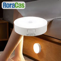 Otra decoración del hogar Dormitorio Luz nocturna Sensor de movimiento Lámpara LED USB con interruptor Luces inductoras recargables para cocina Escaleras Pasillo Armario 230807