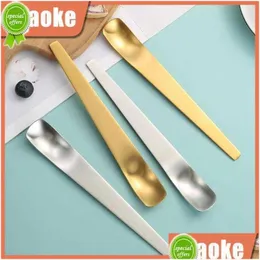 Coffee Scoops Creative Ice Cream Styling Long Handle Flat Head Spoon Smooth Edges Cake Dessert Will Not Harm The Oral Cavity Drop De Dh3Cb