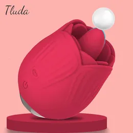 Vibrador massageador rosa para mulheres, poderoso estimulador de clitóris, lambida oral com língua real, adultos femininos 18