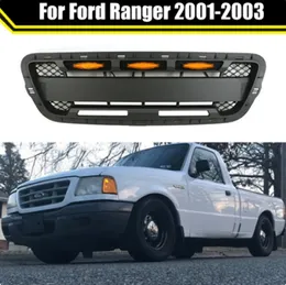 차량 수정 ABS 전면 범퍼 마스크 그릴 레이싱 그릴 LED 조명 자동 외부 부품 Ford Ranger 2001-2003