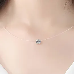 Anhänger Halsketten Ihues Einfache Zirkon Halskette Für Frauen Frische Transluzente Schlüsselbein Kette Schmuck Freund Geschenk Hochzeit Dekoration