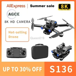 AGCE S136 GPS RC Drone 4K HD Camera Professional 5G Aerial Photography Hinder Undvikande Borstless Automatic Return Helicopter HKD230807