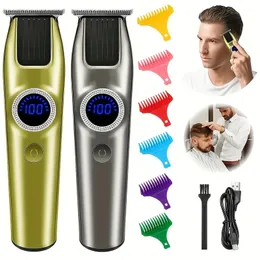 Elektrisk hårklippare med digital skärm laddningsbar elektrisk pusher vattentät hårtrimmer skägg trimer grooming kit
