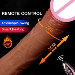 Masaj ısıtma büyük yapay penis vibratör g nokta kablosuz kontrol salıncak teleskopik gerçekçi penis vantuz