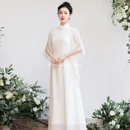 Ethnic Clothing 2023 Traditional Vietnam Aodai Dress Vestido Women's Satin Cheongsam Qipao Elegant Party Chiffon