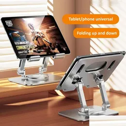 Tablet PC Stands Outmix Aluminium Stand Desk Riser 360 ﾰ Rotation Mtiangle Höjd Justerbar fällbar hållare Dock för iPad Drop Delive Dh69m
