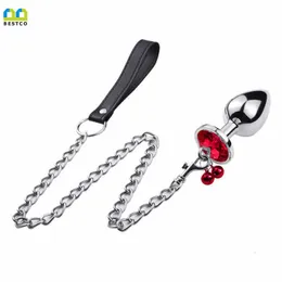 Bestco Stainless Steel Leash Chain Anal Plug with Bells Stimulate Butt Massage Sm Adult Erotic G-spot for Women/man