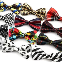 Bow Ties 52Styles Herr randig PAILD Polyester Novel Handmade Fomal Dot Leopard Beard Mönster Bowtie Party Gift for Men