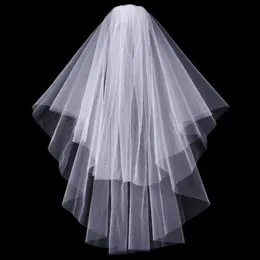 Cheap Exquisite Short Bridal Veil Netting Two-Layer Short Wedding Veil With Comb Fingertip Length Handmade Noble White Ivory Headw255W