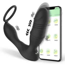 Мужская толкающая простата массажер Bluetooth Vibrator для женщин мужчина гей -анальная заглушка беспроводная дистанционная пара