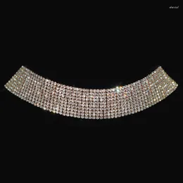 Choker Silver Crystal Collar Chain Short Necklace Bridal for Womending Party Diamante Rhinestone Jewelry Gifts