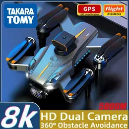 Takara Tomy Drone 8K 5G GPS Professional HD Aerial Photography Hinder Undvikande Fyra-Rotor Helicopter RC Distance 5000m Toys HKD230807