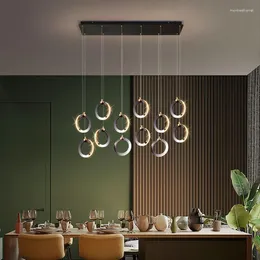 Pendant Lamps Modern LED Restaurant Ceiling Multi Head Circular Intelligent Chandelier Indoor Lighting Living Room Bedroom Package