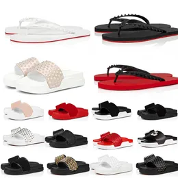 Lyxdesigner tofflor män nitar skor fluffiga tofflor kvinnor herr svart vit beige mjuk röd plattform sandal platt glid flip flops pool paris sandaler mode mode