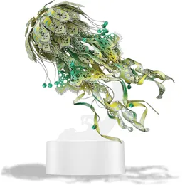 Piececool 3D Metal Puzzle Nightlight Model of Green Jellyfish Craft Collection Brain Teaser Stress Relief Toys Handgjorda underhållning för vuxna och barn