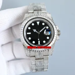 DR 공장 시계 116610 Full Diamond 40mm 904L ETA2836 자동 남성 시계 블랙 다이얼 Gypsophila Pave Diamonds Bracelet Gents Wristwatches