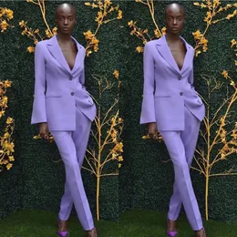 Fashion Spring Winter Purple Mother of the Bride Pants Suits Women Business Formal Work Wear 2 Piece Sets Office Uniform241O