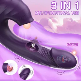 Massager 3 i sugande vibrator klitoris slickande tungstimulator dildo vibratorer kvinnliga hastigheter sträckande vuxna för kvinnor