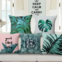 tropical plantas cushion cover green foliage throw pillow case for sofa couch cactus almofada palm leaves cojines home decor251o