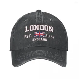 Cappellini da baseball Unisex Adulto Bandiera del Regno Unito Regno Unito Gran Bretagna Paese Berretto da baseball in denim lavato antracite Uomo Cappello da camionista in cotone vintage