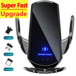 Suportes para suportes de telefone celular 15W carregador sem fio para carro magnético suporte automático para telefone para carregamento rápido por indução infravermelha 230804