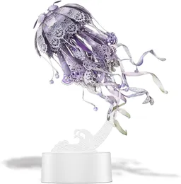 Piececool 3D Metal Puzzle Nightlight Model of Purple Jellyfish Craft Collection Brain Teaser Stress Relief Toys Handgjorda underhållning för vuxna och barn