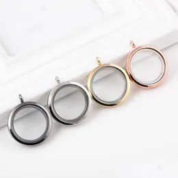 Lockets 4 Colors Opening Living Magnetic Locket Pendant 30Mm Circle Glass Floating Charms For Fashion Jewelry Bracelets Necklaces Drop Dhpfx