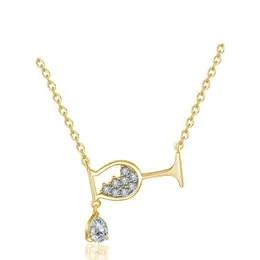 Collane con ciondolo Collana da donna Goccia d'acqua Bicchiere da vino Alla moda Semplice tazza di zircone lucido Per regalo di festa Druzy Consegna Gioielli Pend Dhl62