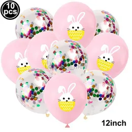 10pcs Festa di Pasqua Palloncino in lattice Uova di coniglietto Palloncino Coniglio Palloncino Felice Pasqua Palloncino Primavera Pasqua Compleanno Tema Decorazioni per feste HKD230808