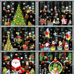 Santa Claus Stickers Merry Christmas Decorations For Home 2022 Navidad Xmas Ornaments Christmas Window Stickers New Year 2023 L230620