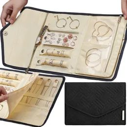 Jewelry Boxes Large Portable Organizer Roll Foldable Case for Bracelet Ring Necklaces Earring Storage Bag Travel Bags 230808