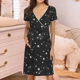 Maternity Dresses Pregnant Dress For Women Summer Clothing Mother Breastfeeding Pullover Skirt Short Sleeve Casual Female Maternity Pregnancy Clot HKD230808