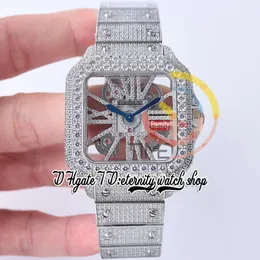 SF TWF0018 SWISS RONDA 4S20 QUARTZ MENS WATHICE FULLICES OUT BIG DIAMONDS BEZEL ROMAN MARKERSKELETON DIAMOND DIAL STEEL BRACELET SUPER EDITION ETERNITY WATH