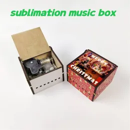 Sublimation MDF Christmas Music Box White Blank Wooden Box Heat Transfer Music Box New year Gift