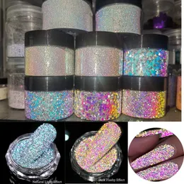 Nail Glitter 1Box Pó Refletor Para Unhas Flocos Iridescentes Lantejoulas Pó Sparkly Flash Disco Polonês Gel Cromado Pigmentos 230808