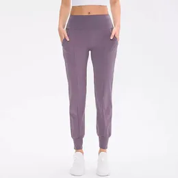 Lu Women Yoga Ninth Pants Running Fitness LL Joggers miękkie wysokie talia elastyczne damskie spodnie do joggingu 4 kolory LL5224