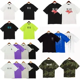 Erkek T Shirt Tasarımcı Gömlek Sınırlı Sarda Çiftler Tees Miri Yaz Moda Marka Sıçrası Mektup Baskı Kısa Kollu Gevşek Gevşek Erkekler Tee Amirir Gömlek