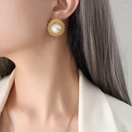 Kedjor franska vintage stråhatt imitation pärla hänge halsband matchande örhängen smycken set