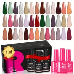 23PCS Zestaw lakieru do paznokci - 20 kolorów 7 ml Poliska żelowa z matowym topowym płaszczem bazowym bez oczyszczania - idealny na dar manicure dla kobiet!