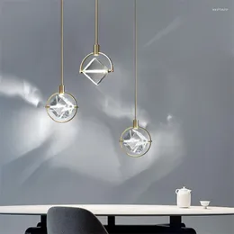 Lampade a sospensione Nordic Luxury Style Crystal Light Post-moderno Camera da letto Comodino Hanging Bar Corridoio Ristorante Sala da pranzo