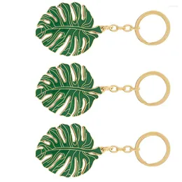 Keychains 3 st nyckelkedjor Hantverk Montera Leaf Keychain Charms Bag Decoration Fresh Hanging Alloy Hollow