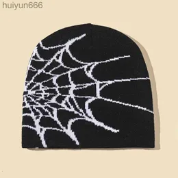 luxury men beanie hat Designer Fashion Spider Web Jacquard Knitted caps Autumn and Winter Cold Protection Warm Woolen Hats Versatile Cooled cap