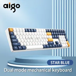 Aigo a108 gaming teclado mecnico 2.4g sem fio usb tipo-c com fio interruptor azul 110 chave quente troca recarregvel gamer tec HKD230808