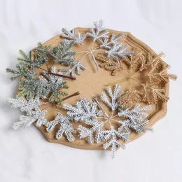 Decorative Flowers 6Pcs/Bundle Artificial Pine Needles Fake Plants For Home Decor Christmas Garlands Decoration DIY Wreath Ornaments