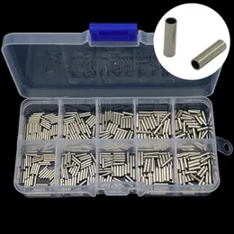 Balık bulucu bakır balıkçılık kıvrım kolları 500pcs set tek yuvarlak çizgi kıvırma tüpü tel konektör aksesuarları 1 0 1 8mm 230807