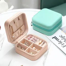 Pudełka biżuterii Proste ins Macaroon Jewelry Box Travel Travel Studs Naszyjnik Pierścień Przenośny 230808