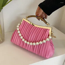 Akşam çantaları moda deri omuz çantası inci zinciri çanta yaz şeritli kadın crossbody tasarımcısı lüks kadın bayanlar