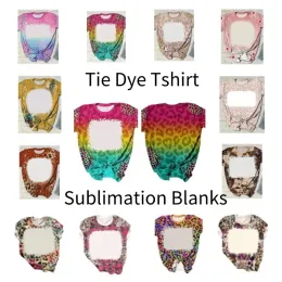 صبغة ربطة عنق فارغة صبغة Tshirts Tee Tops T-Shirt Thermal Transfer Blanks ملابس قصيرة الأكمام للطباعة المخصصة FS9550 S