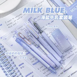 Żelowe długopisy 5pcsset ins Pen Pen koreański kolor stały 05 mm czarny uroczy urocza szkoła papiernicza StudentfoFfice Supplies 230807